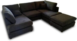 Harper 5 Seater U Shaped Chenille Fabric Corner Sofa Black - thumbnail 3