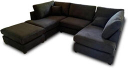 Harper 5 Seater U Shaped Chenille Fabric Corner Sofa Black - thumbnail 2
