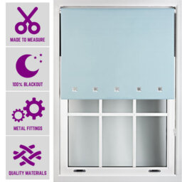 Furnished Made To Measure Blackout Roller Blinds With Square Eyelets And Metal Fittings - Duck Egg Blue (W)120Cm (L)165Cm - thumbnail 1