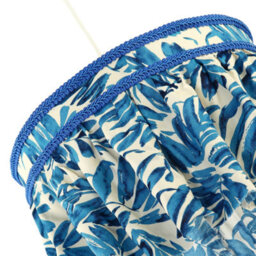 Happy Homewares Hanging Cotton Pendant Shade With Blue Print And Embroidered Trims - thumbnail 5
