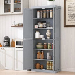 4 Door Kitchen Pantry 184Cm Tall Buffet Cabinet W/ 6 Tier Shelves - thumbnail 5