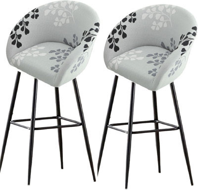 Bar Stool Cover With Backrest, Set Of 2, Stretchable, Curved, High Chair Cover, Kitchen Stools, Padded Seat For Dining Room - image 1