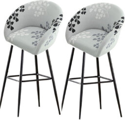 Bar Stool Cover With Backrest, Set Of 2, Stretchable, Curved, High Chair Cover, Kitchen Stools, Padded Seat For Dining Room - thumbnail 1
