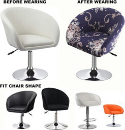 Bar Stool Cover With Backrest, Set Of 2, Stretchable, Curved, High Chair Cover, Kitchen Stools, Padded Seat For Dining Room - thumbnail 4