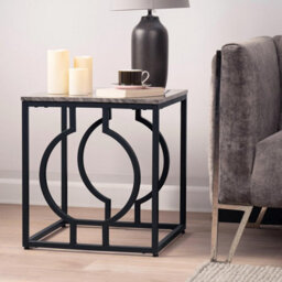 Vanity Living 55Cm End Table For Living Room Furniture, Modern Sofa Side Table, Metal Bedside Table - thumbnail 3