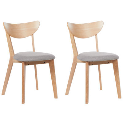 Beliani Set Of 2 Dining Chairs Erie Wood Light Brown/ Grey - image 1