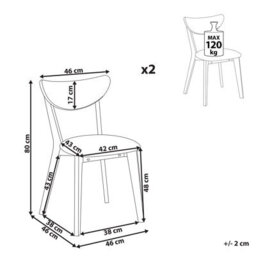 Beliani Set Of 2 Dining Chairs Erie Wood Light Brown/ Grey - thumbnail 3