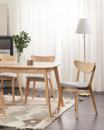 Beliani Set Of 2 Dining Chairs Erie Wood Light Brown/ Grey - thumbnail 2
