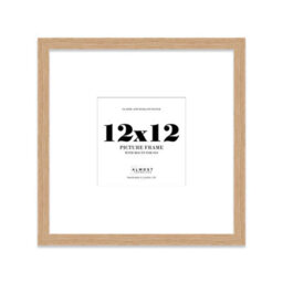 "12X12"" Oak Picture Frame - 12X12"" Square Frame With 9X9"" Mount For 12X12""/9X9"" Pictures Moderrn Style Thin Edge, 1 Pack" - thumbnail 1