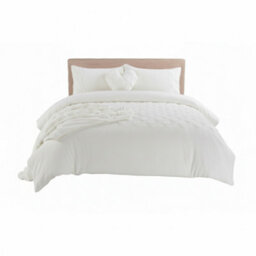 Super Soft Teddy Duvet Cover Set Heart Embossed Cozy Fleece Bedding White - thumbnail 3