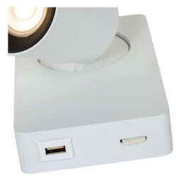 Lucide Nigel Modern Wall Spotlight - Led Dim. - Gu10 - 1X5W 3000K - With Usb Charging Point - White - thumbnail 7