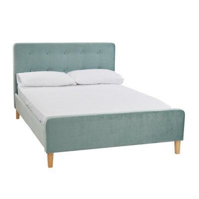LPD Pierre Aqua Velvet King Size(5.0) Bed - Elegant Comfort With Classic Button Detailing - image 1