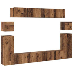 Berkfield Wall-Mounted Tv Cabinet 8 Pcs Old Wood Medium 30.5 X 30 X 30 Cm - thumbnail 2