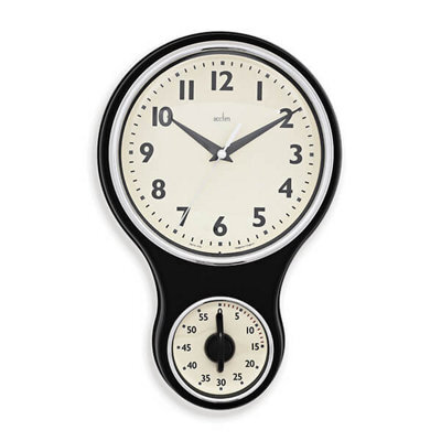 Acctim Kitchen Time Black Wall Clock - image 1