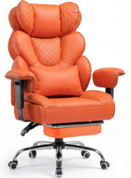 Comhoma Ergonomic Office Chair, Gaming Chair With Footrest, High Executive Chair With Spring Lumbar Support, Pu Leather, Orange - thumbnail 1