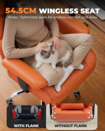 Comhoma Ergonomic Office Chair, Gaming Chair With Footrest, High Executive Chair With Spring Lumbar Support, Pu Leather, Orange - thumbnail 5