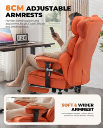 Comhoma Ergonomic Office Chair, Gaming Chair With Footrest, High Executive Chair With Spring Lumbar Support, Pu Leather, Orange - thumbnail 7