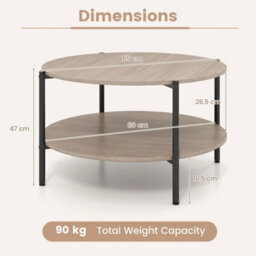 2-Tier Industrial Side Table Open Storage Shelf - thumbnail 2