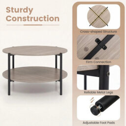 2-Tier Industrial Side Table Open Storage Shelf - thumbnail 3