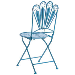Wyld and Coco Garden Bloom Blue Iron Bistro Set With Peacock Motif, Distressed Finish, 2-Seater, Foldable - thumbnail 6