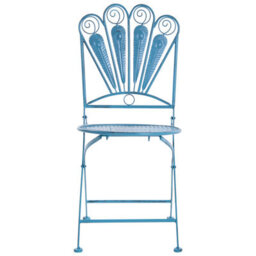 Wyld and Coco Garden Bloom Blue Iron Bistro Set With Peacock Motif, Distressed Finish, 2-Seater, Foldable - thumbnail 5