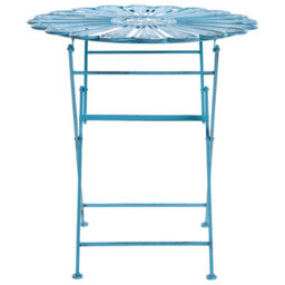 Wyld and Coco Garden Bloom Blue Iron Bistro Set With Peacock Motif, Distressed Finish, 2-Seater, Foldable - thumbnail 9