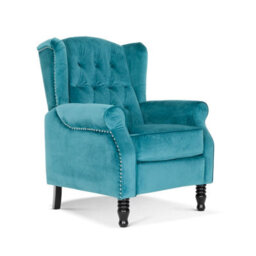 Velvet Teal Marianna Manual Recliner Wingback Chair - thumbnail 3