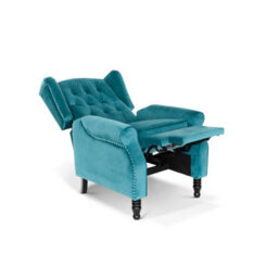 Velvet Teal Marianna Manual Recliner Wingback Chair - thumbnail 2