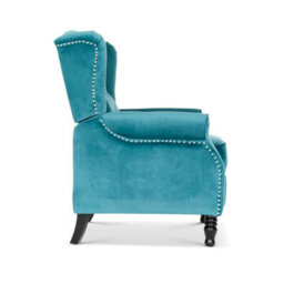 Velvet Teal Marianna Manual Recliner Wingback Chair - thumbnail 7