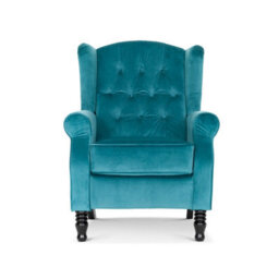 Velvet Teal Marianna Manual Recliner Wingback Chair - thumbnail 5