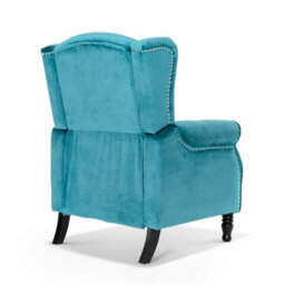 Velvet Teal Marianna Manual Recliner Wingback Chair - thumbnail 4