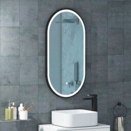 Royal Bathrooms Elite 450 X 900mm Black Led Illuminated Framed Capsule Bathroom Mirror - Anti-Fog