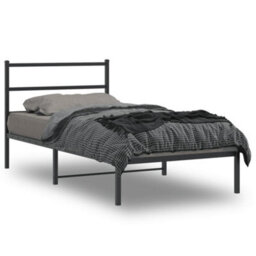 Berkfield Metal Bed Frame Without Mattress With Headboard Black 107X203Cm - thumbnail 1