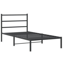 Berkfield Metal Bed Frame Without Mattress With Headboard Black 107X203Cm - thumbnail 3
