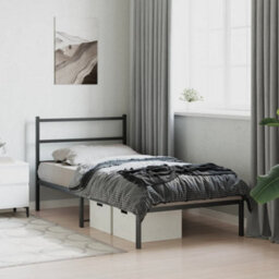 Berkfield Metal Bed Frame Without Mattress With Headboard Black 107X203Cm - thumbnail 4
