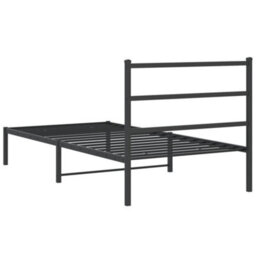 Berkfield Metal Bed Frame Without Mattress With Headboard Black 107X203Cm - thumbnail 7