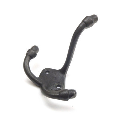 Oakcrafts - Antique Cast Iron Coat Beaumont Triple Coat Hook 90mm - Pack Of 5 Hooks - image 1