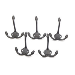 Oakcrafts - Antique Cast Iron Coat Beaumont Triple Coat Hook 90mm - Pack Of 5 Hooks - thumbnail 3