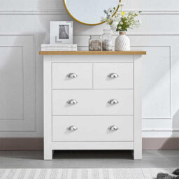 Kosy Koala 4-Drawer Chest For Bedroom Light Wood Top White Dresser Storage Cabinet - thumbnail 3