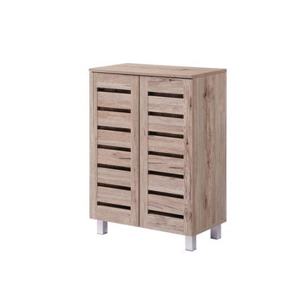 2 Door Shoe Storage Cabinet Oak Wooden Rack Stand Cupboard 4 Tier Euston - image 1