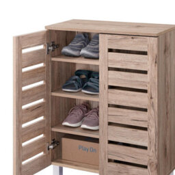 2 Door Shoe Storage Cabinet Oak Wooden Rack Stand Cupboard 4 Tier Euston - thumbnail 6
