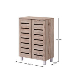 2 Door Shoe Storage Cabinet Oak Wooden Rack Stand Cupboard 4 Tier Euston - thumbnail 2
