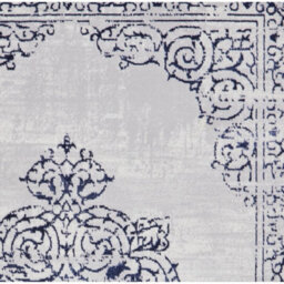 Blue Silver Rug, Traditional Bordered Rug, 11mm Thick Abstract Rug, Blue Silver Rug For Dining Room-120Cm X 170Cm - thumbnail 6