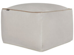 Beliani Square Velvet Pouffe Light Beige 50X50X30Cm Eps Bead Filling - thumbnail 1