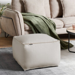 Beliani Square Velvet Pouffe Light Beige 50X50X30Cm Eps Bead Filling - thumbnail 2