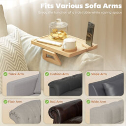 Homcom Anti-Slip Sofa Armrest Tray With Phone And Cup Holder, Natural - thumbnail 4