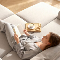 Homcom Anti-Slip Sofa Armrest Tray With Phone And Cup Holder, Natural - thumbnail 9
