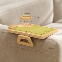Homcom Anti-Slip Sofa Armrest Tray With Phone And Cup Holder, Natural - thumbnail 3