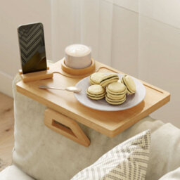 Homcom Anti-Slip Sofa Armrest Tray With Phone And Cup Holder, Natural - thumbnail 2