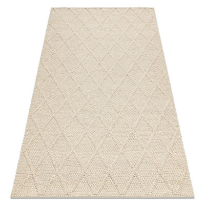 RugsX Wool Carpet Tahar 99001B Cream - Hand-Woven Loop, Rhombus, Boho  200X290 Cm - image 1